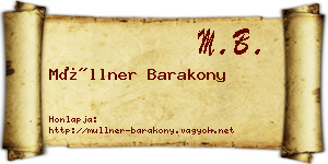 Müllner Barakony névjegykártya